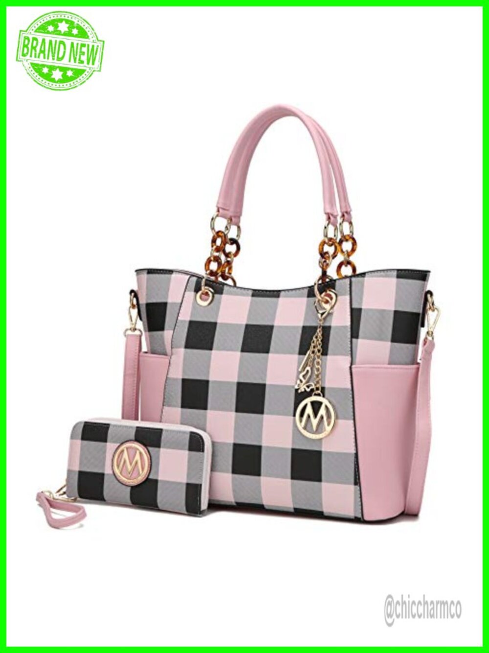 Vegan Leather Tote Handbag Set with Wallet Crossbody Satchel